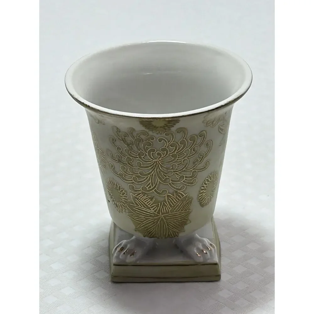 Vintage 1960's Sadek Andrea 3‎ 3/8” footed porcelain hand enameled vase